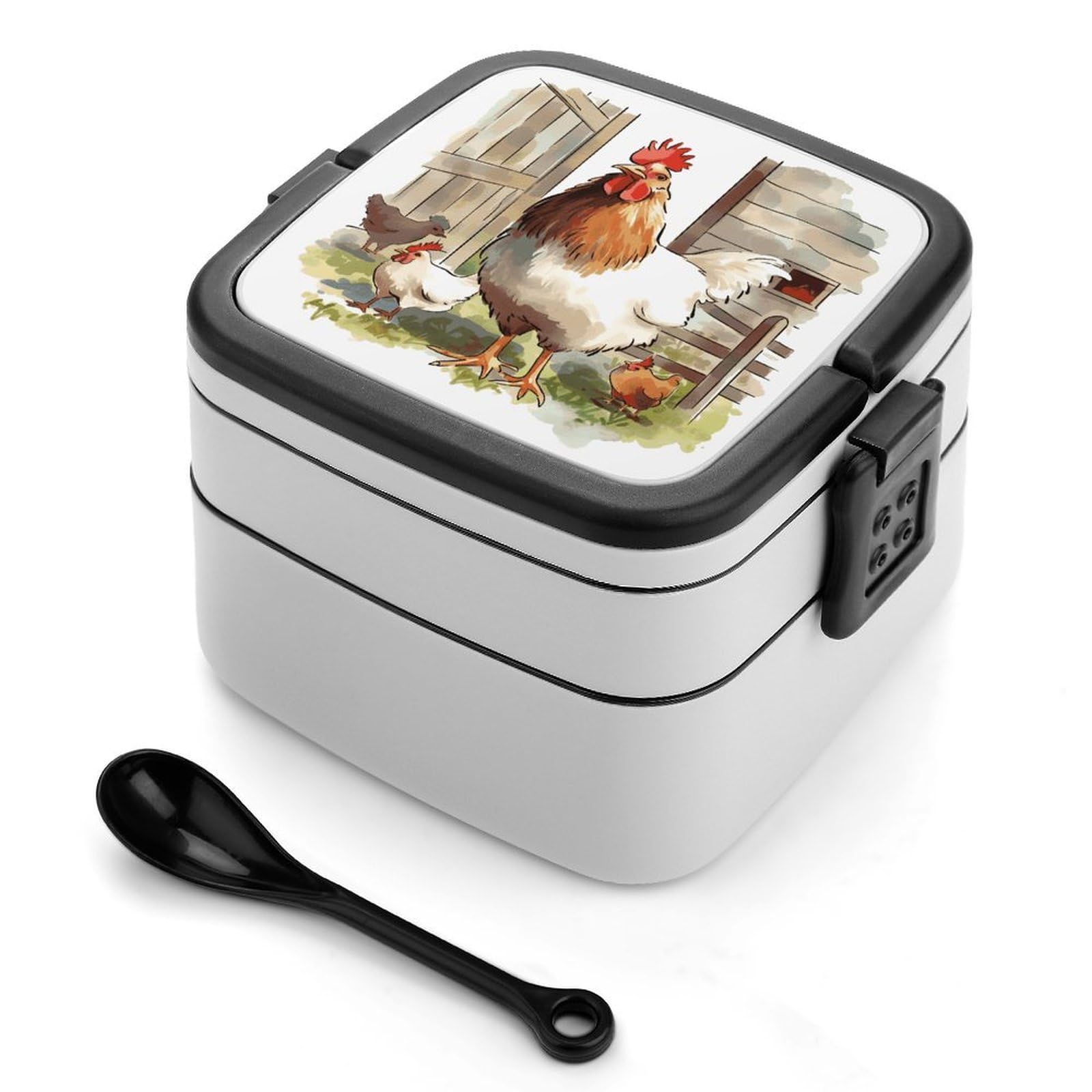 JTREHY Farm Animals Lunch Box Double-Layer Portable Lunch Container Stackable Large Capacity Leakproof Bento Box for Dining Out Work Picnics Travel