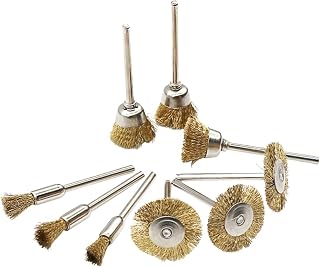ICOMPY Powder Brush 9Pcs Brush Rotary Tool Steel Wire Brass Drill Brush Polishing Wheel T-Shaped Brush Accessories
