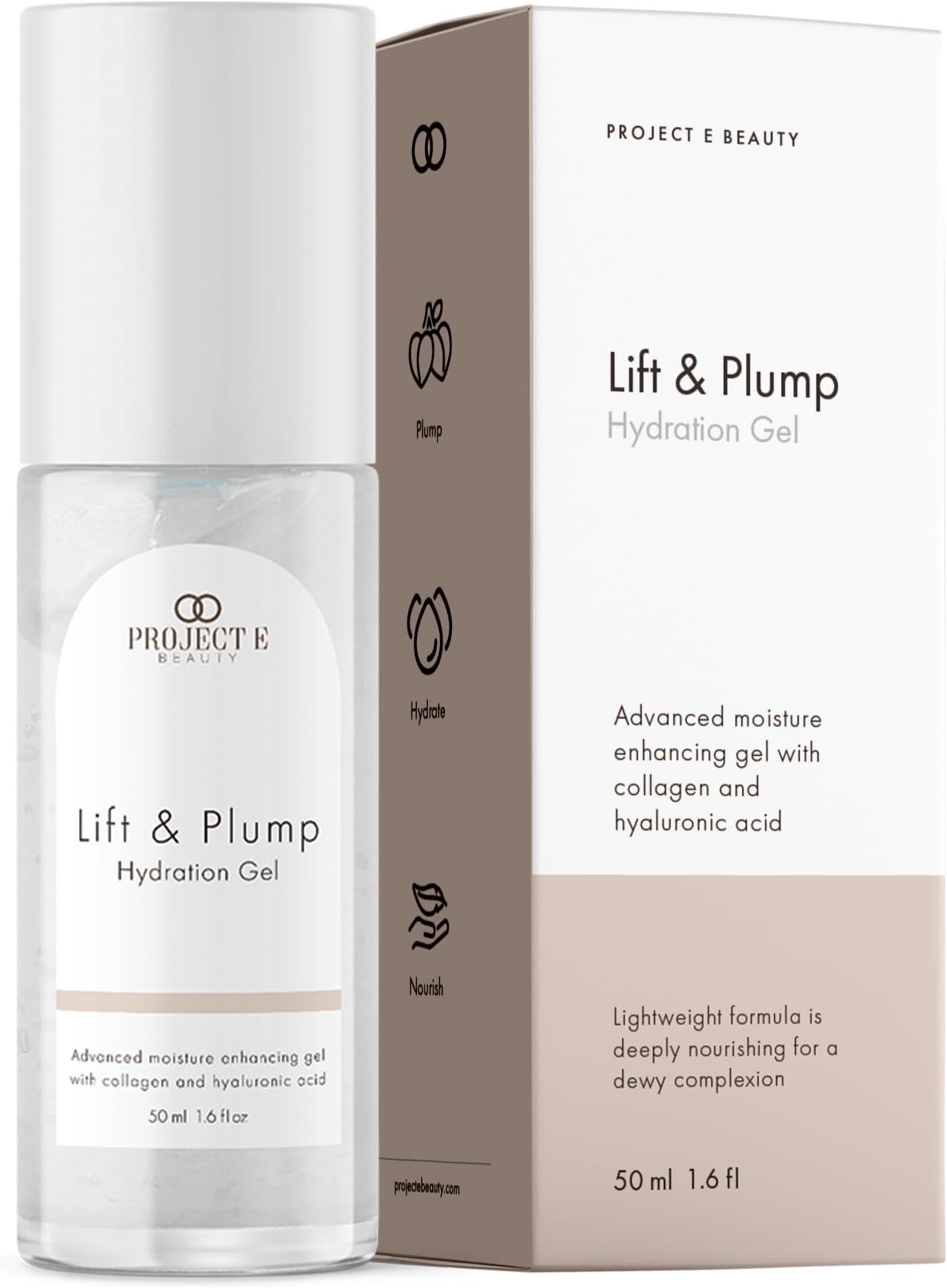 Project E Beauty Aqua Collagen Gel by | Daily Hydration | Anti-Aging & Brightening Treatment | Hydrating & Moisturizing Facial Skincare | Anti-Wrinkle Body Lotion | For Dry or Rough Skin | 50ml