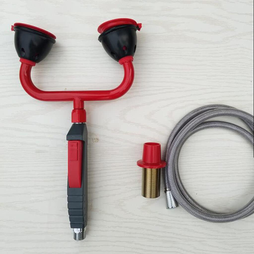 Estación Lavaojos de Emergencia Portátil Estación de Lavado de Ojos Drench Hose Ducha con Cabezal Rociador para Uso Industrial y de Laboratorio (Cabezal Doble de Latón)