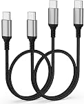 Courte USB C à USB C Câble 6 de pouce, 2 Boîte tressée USBC à USBC Câble de charge rapide, Type C Corde de charge compatible avec iPhone 17/16/15, Samsung Galaxy S24/S23, MacBook, iPad, Google Pixel