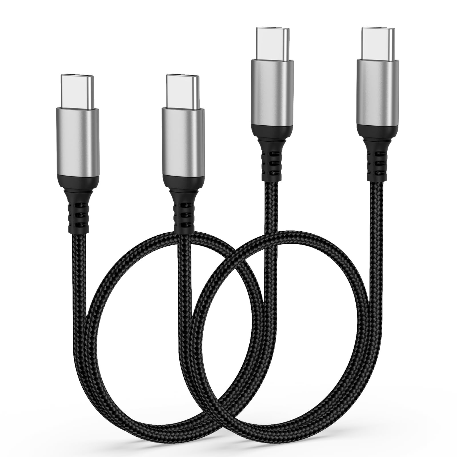 Kurzes USB-C-auf-USB-C-Kabel, 4,8 m, 2 Stück, Typ-C-Ladekabel, schnelles Aufladen, geflochtenes USB-C-auf-C-Kabel, kompatibel mit iPhone 16/15 Pro Max, Samsung Galaxy S24, S23, MacBook Pro
