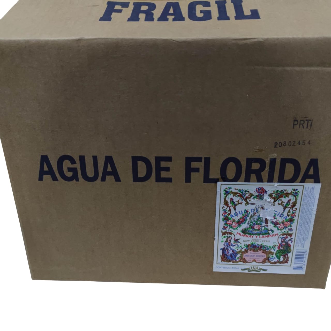 Caja 24 Botellas Agua Florida 270 ml 100% Colonia Original Perú Amarilla Murray & Lanman, Botella de plástico