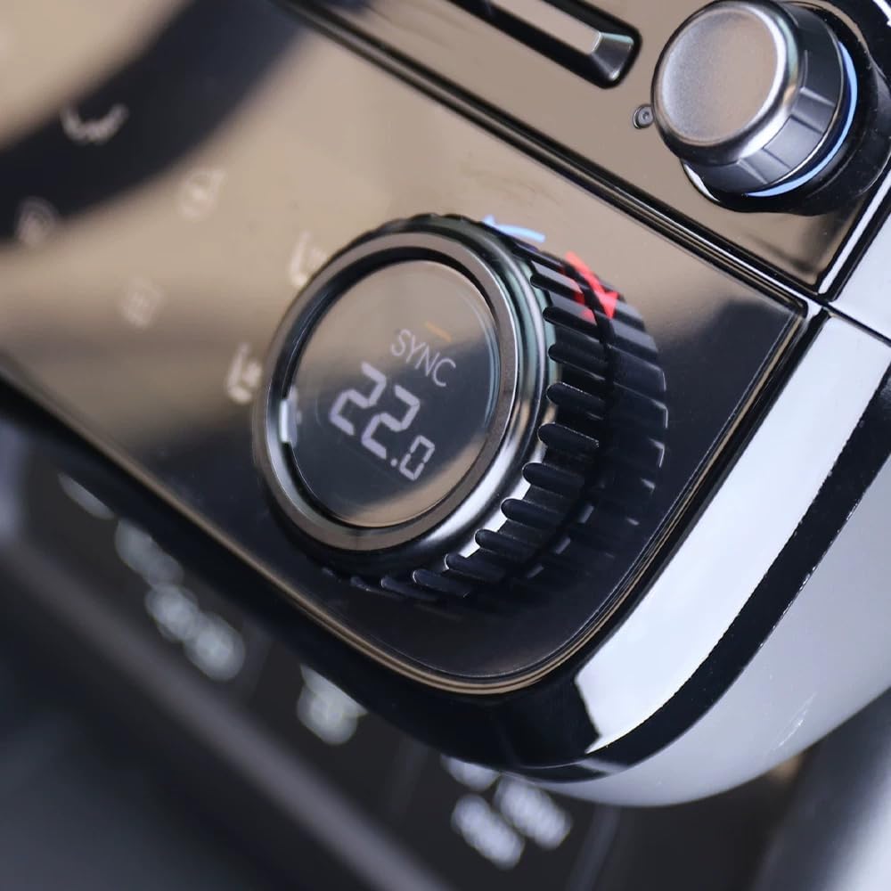 Car AC Audio Knob Metal Cover Trim Decal Compatible with Hyundai Interior Decoration Accessories (Black, for 2024-2026 Tucson)