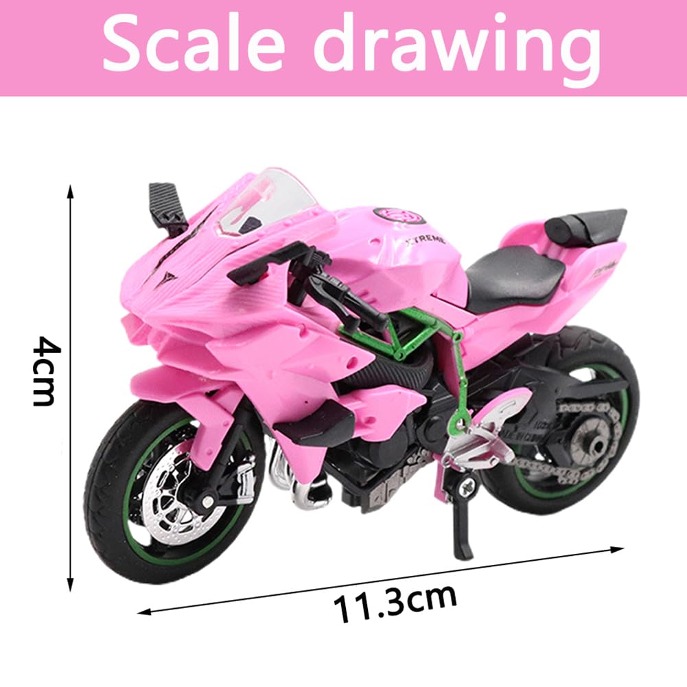 Motorbike Mode - Kids Motorbike Toy,Motorcycle Model Ornaments,Motorcycle Toys Alloy Motorbike Toy Highly Simulation Motorbike Model Pull-Back Vehicle Toy For Child Intellectual Toy Gift (Pink) - Image 2