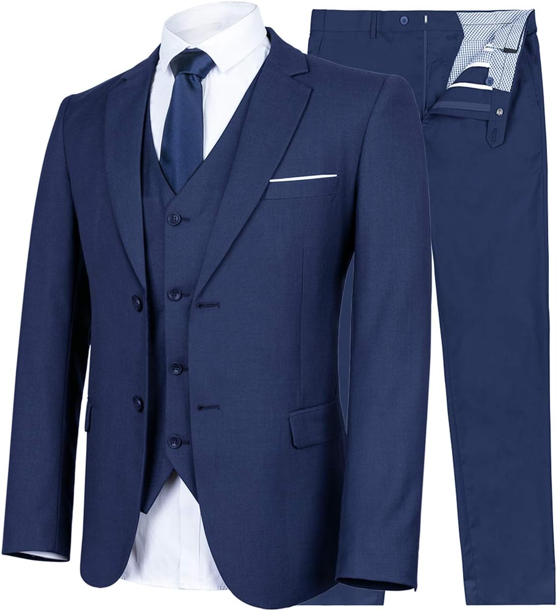 YIMANIE Men's Suit Slim Fit 2 Button 3 Piece Suits Jacket Vest & Trousers