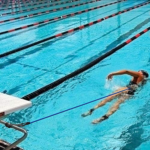 WOLFWILL Swim Resistance Belt Bungee Training Belt - Swim Exerciser Belt with Elastic Tether Storage Mesh Bag for Adults Children Swimmer Amateurs