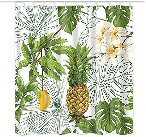 Dodou Shower Curtain Pineapple Tropical Plant Pattern Garden Theme Digital Printing Waterproof Polyester Shower Curtain(72" x 72" )