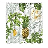 Dodou Shower Curtain Pineapple Tropical Plant Pattern Garden Theme Digital Printing Waterproof Polye