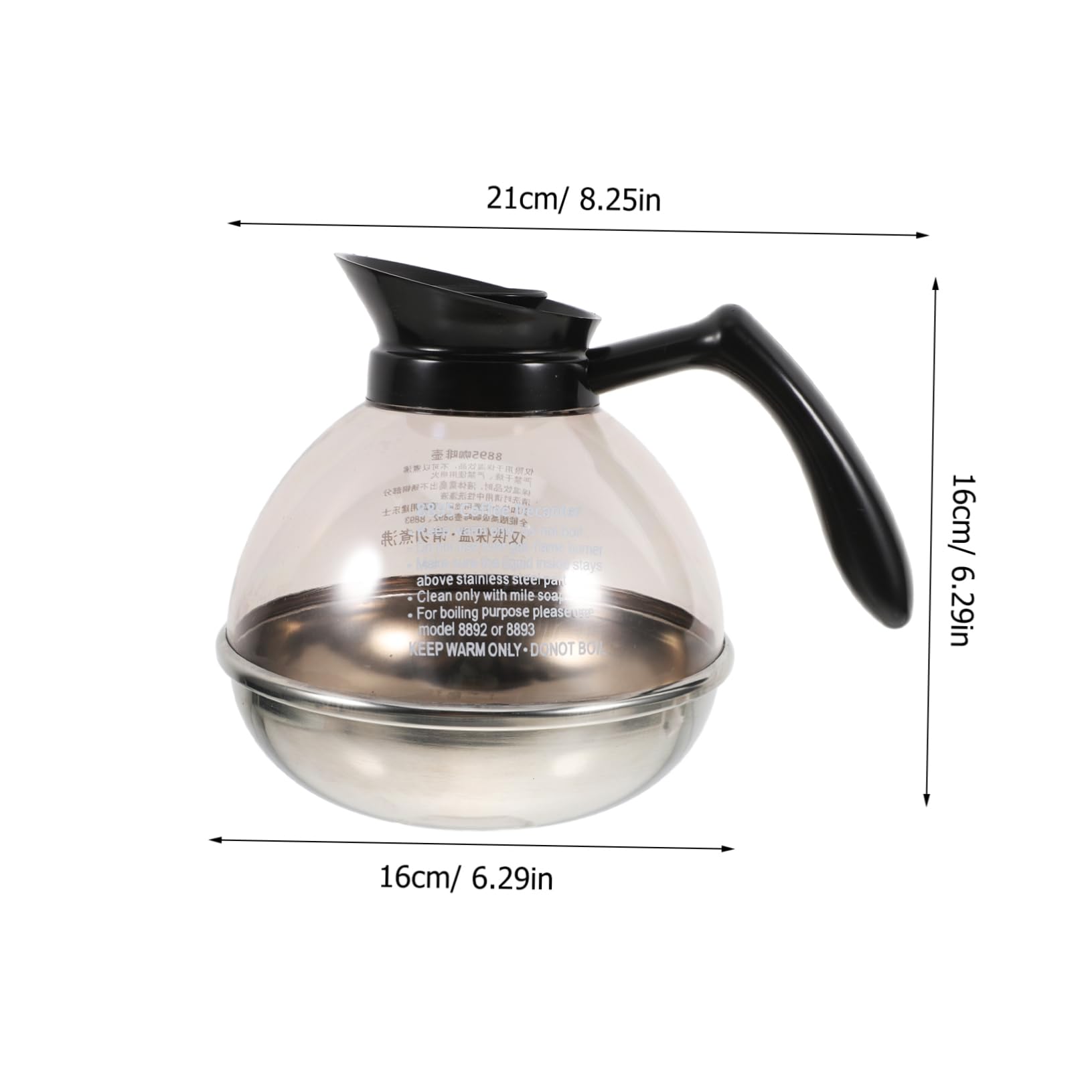 KONTONTY Stainless Pot Durable Stovetop Kettle for Home Office Capacity Coffee Carafe with Comfortable Grip Compatible with Induction Cookers