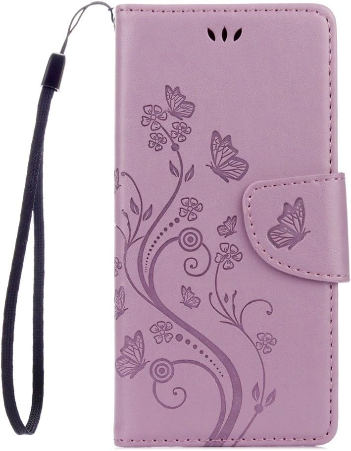 Xiaomi Redmi 3S Funda, Redmi 3 Pro Funda, Elegant Butterfly Tallado Patrón PU Cuero Stand Flip Protector Piel Funda Carcasa Tapa Case Cover Cover Para Xiaomi Redmi 3 Pro / Redmi 3S Prime (Púrpura)