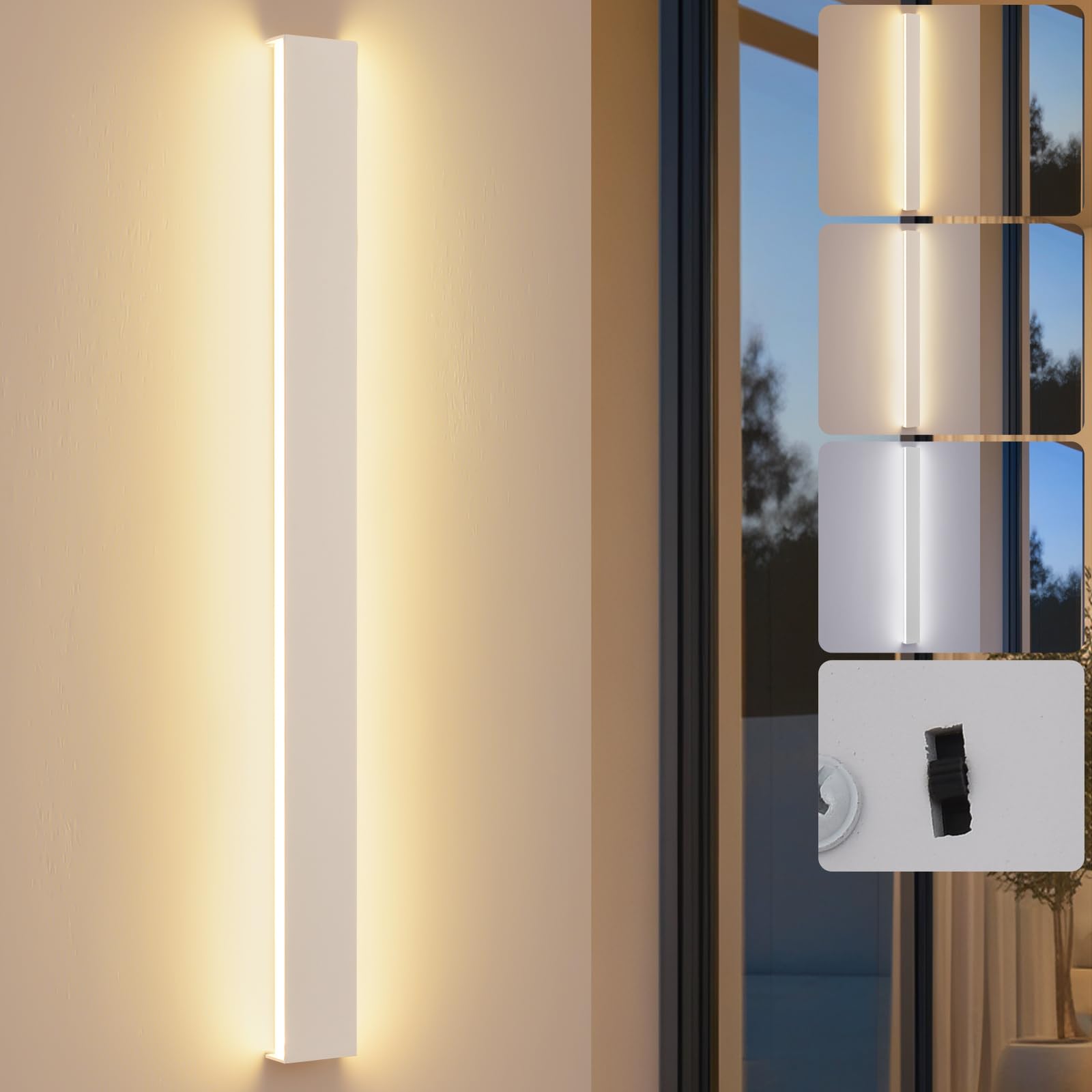 KUKAK Modern Lampe Wand,LED Wandleuchte Innen,10W Wandlampe,3000K/4000K/6000K Wandlampen
