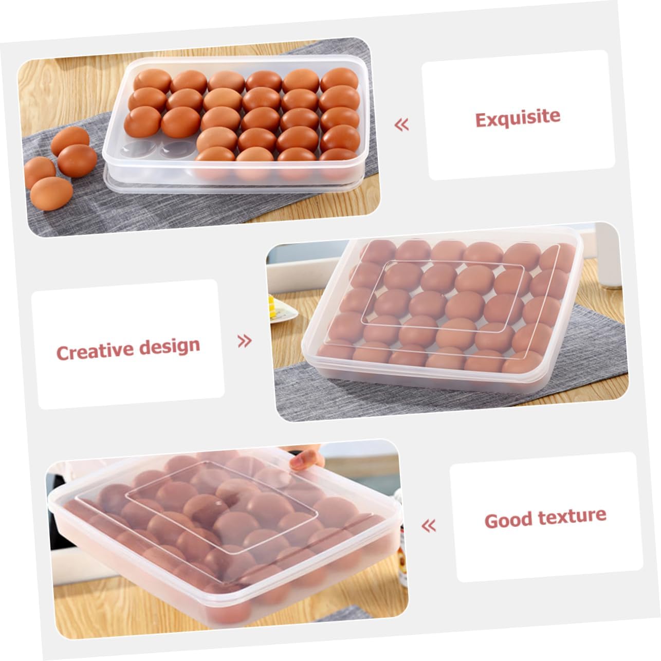 ARTIBETTER 2pcs Refrigerator Egg Storage Cases Stackable Egg Cartons Freezer Box Fridge Organizers Space-saving Easy to Move
