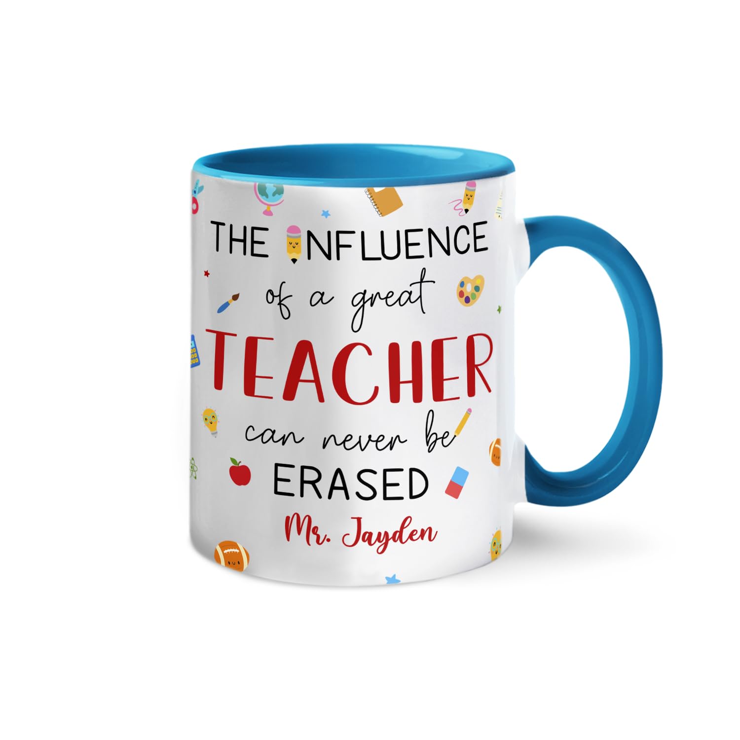 Personalized Best Teacher Coffee Cup - Custom Appreciation Accent Mug Gift With Name Unique Teaching White Mug