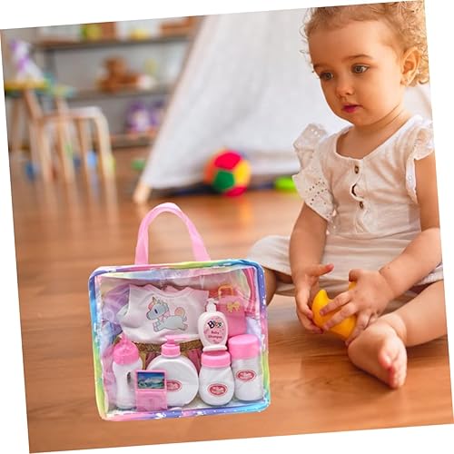 Miniatura 2 de SAFIGLE Almacenamiento de ropa para muñecas, 2 piezas, bolsa de viaje para niños, organizador de ropa de muñeca de tela de dibujos animados, Rosa y