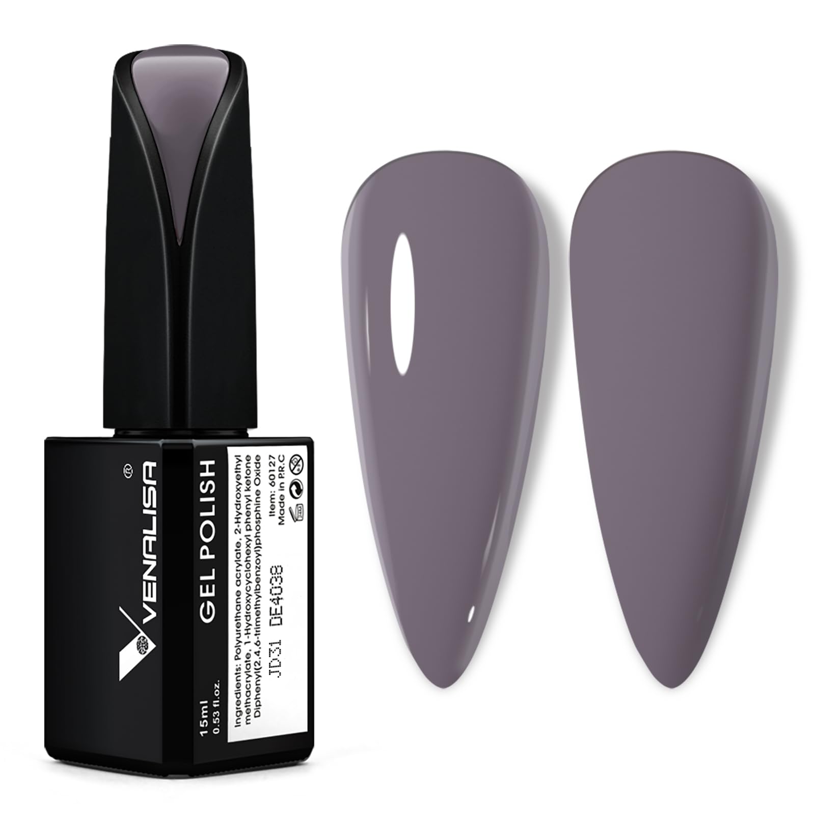 VENALISA 15ml Gel Nail Polish from BELLE GAGA Grey Brown Color Soak Off UV LED Nail Gel Polish Nail Art Starter Manicure Salon DIY at Home, 0.53 OZ