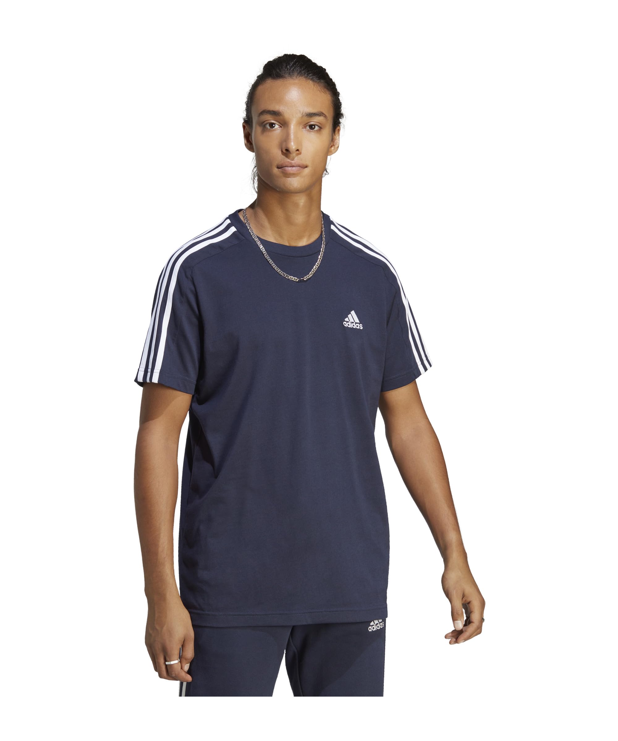 adidas Essentials Single Jersey 3-Stripes tee Camiseta de Manga Corta Hombre (Pack de 1) - 4