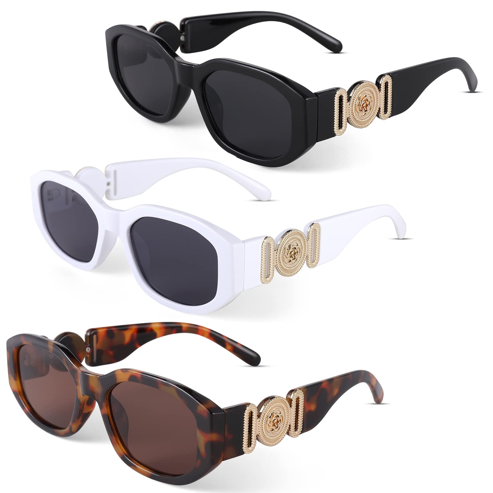 Hycredi Rectangle Sunglasses for Women Men Retro Driving Glasses 90’s Vintage Fashion Irregular Frame UV400 Protection