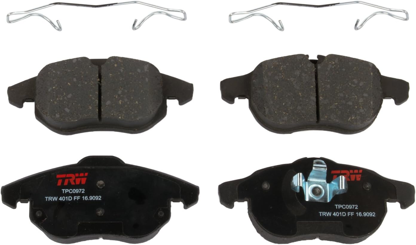 TRW TPC0972 Disc Brake Pad Set for Saab 9-3: 2003-2011 and other applications Front, Black
