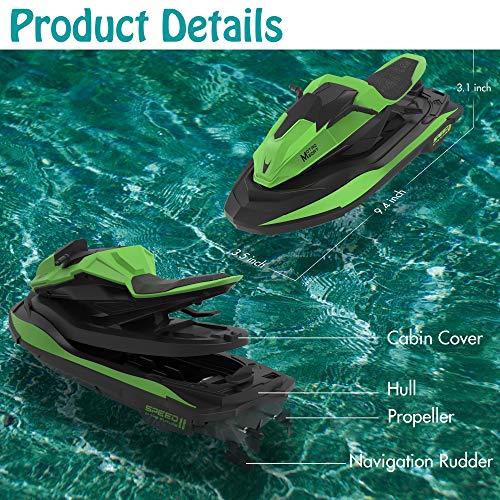 Remote Control Boat, 1:14 Scale 2.4Ghz High Speed RC Racing Boats for Pools and Lakes, Dual Motor, Low Battery Alarm, Speed Switch, Watercraft Toy for 14+ Kids, Green - Thumbnail 7