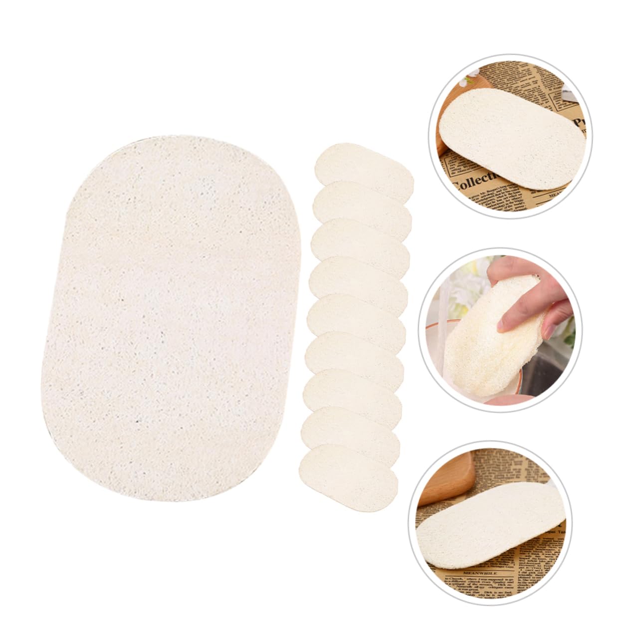 Alipis 5 Set Luffa per Lavare I Piatti Spugna della Loofah Naturale Asciugatutto Strofinaccio Cucina Strumenti per Il Lavaggio della Vasca Spugne Lavapavimenti Bianca 10 Pezzi * 5