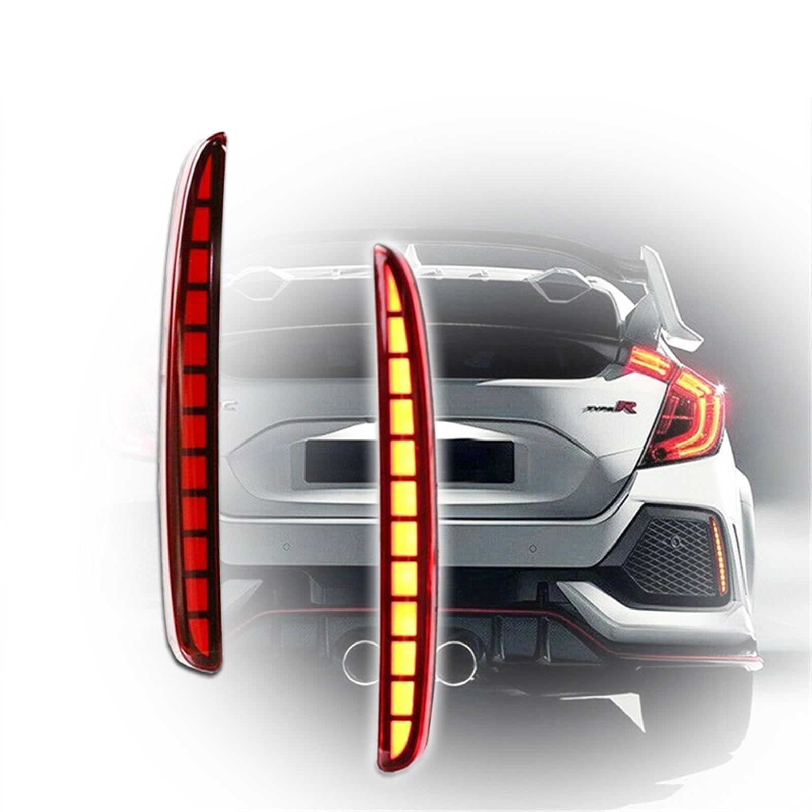 Multi-function LED Rear Bumper Light Rear Fog Lamp Auto Bulb Brake Light Reflector Compatible With Honda Civic Hatchback 2016 2017 2018(Blue)