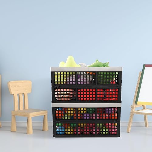 Miniatura 5 de Paquete de 4 cajas de almacenamiento plegables de 42 litros, cesta plegable de plástico grande