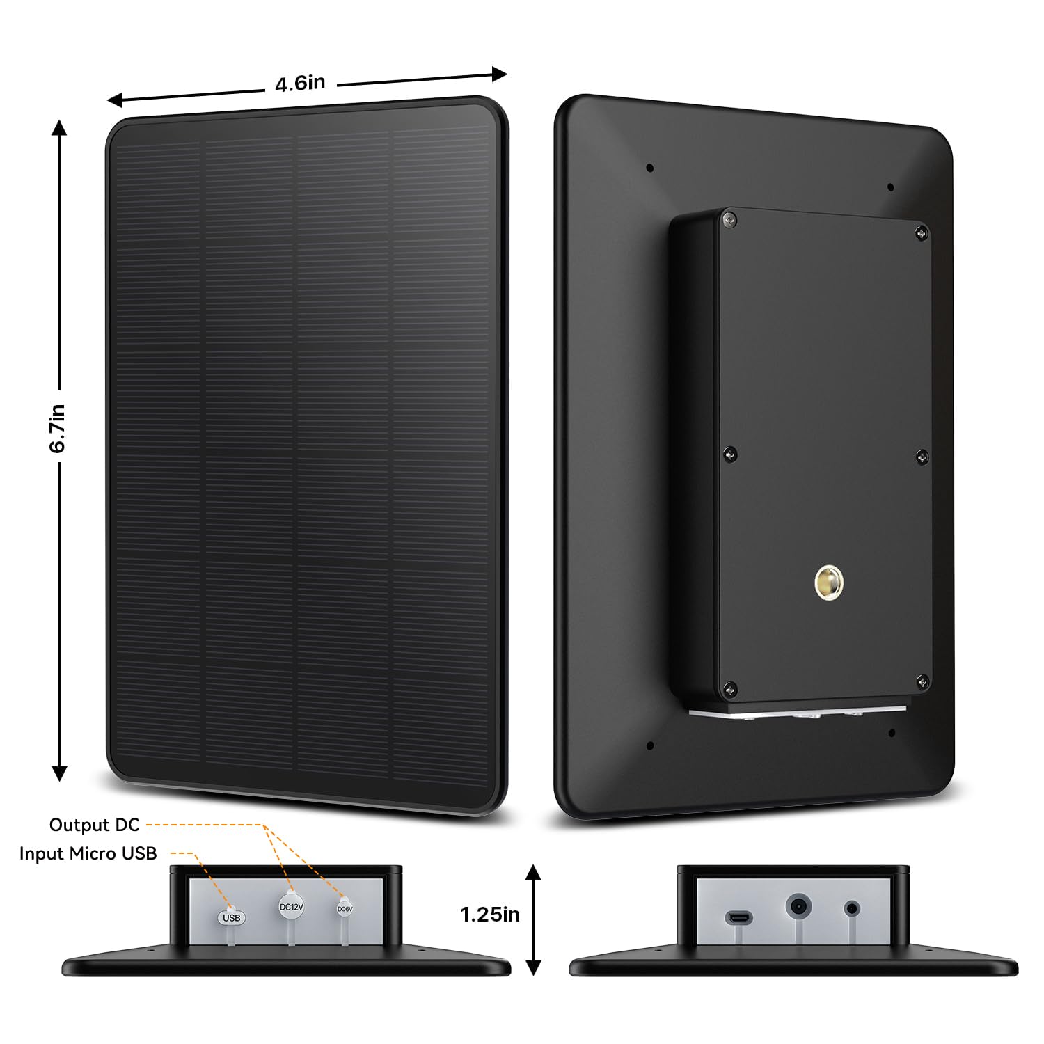 LIYVZ Panel solar de 3 W para cámara de rastreo CC 6 V/12 V, kit de panel solar con batería recargable integrada de 5000 mAh para cámara de caza, 6.5 x 4.5 pulgadas (panel solar para cámara de sendero