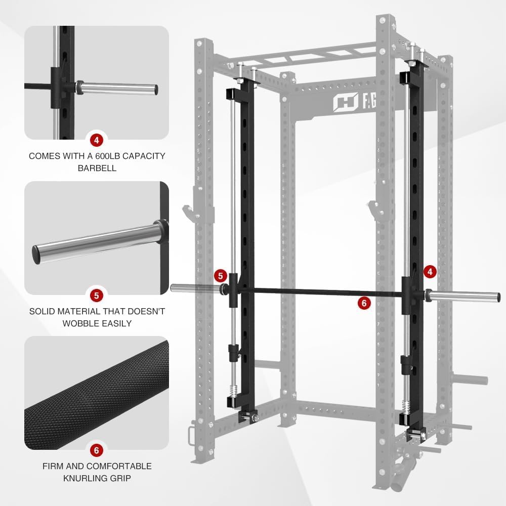 Smithe Machine Attachment for 3"x3" Power Cage Squat Rack, 2400lbs Multi-Functional Power Rack, Commercial Weight Lifting Gym Cage for Home Gym Free Weight with Attachment Set