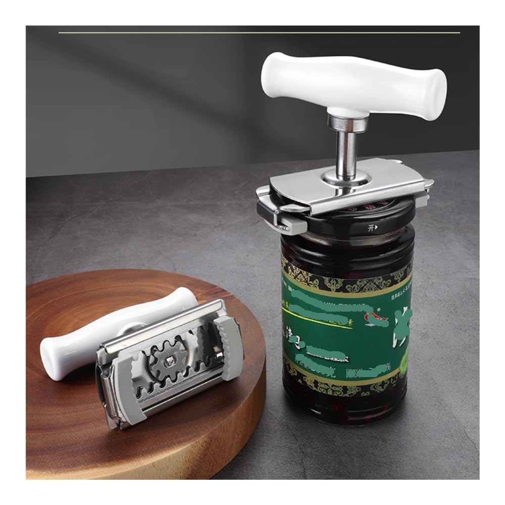 Abridor de latas y tarros de acero inoxidable, herramienta de abrelatas y botellas sin esfuerzo para personas mayores con artritis y fácil agarre, esencial para la cocina para una apertura sin
