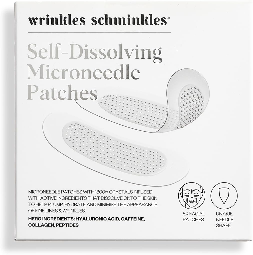 Wrinkles Schminkles Self-Dissolving Microdart Patch for Face - Target & Reduce Wrinkles, Ultimate Facial Hydration and Rejuvenation (4 pairs)