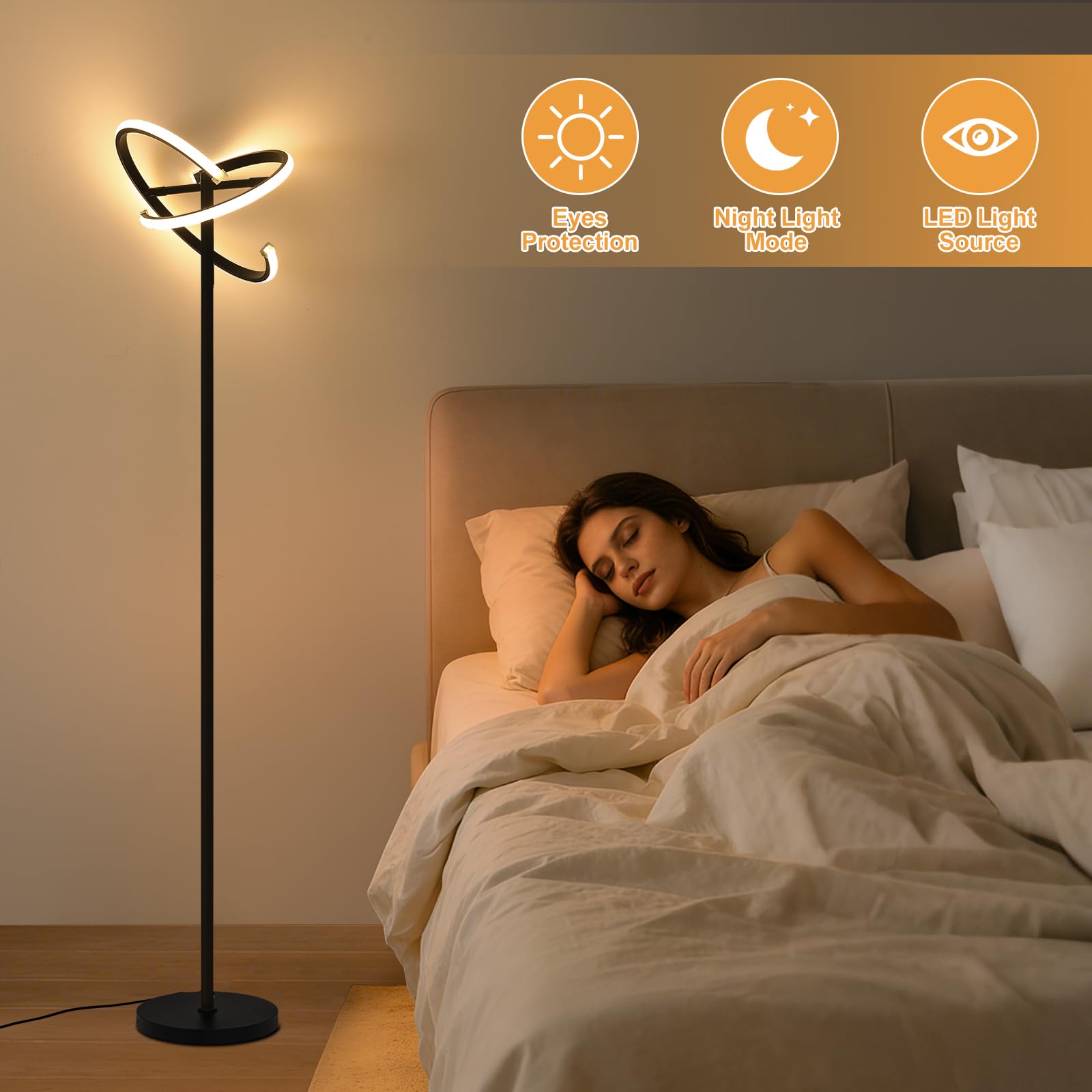Lampadaire Moderne avec Gradation continue 3000K-6500K Lampe sur Pied avec Télécommande et Interrupteur au Pied 168cm Lampadaire sur Pied Salon 3 Couleurs Design Réglable à 180°