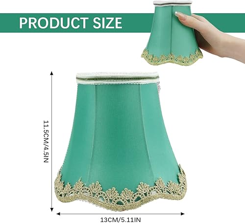 Vista 2 de Pantalla de tela verde con clip de arpillera, pantalla de lino para lámpara de mesa, lámpara de pared, sala de estar, dormitorio (verde)