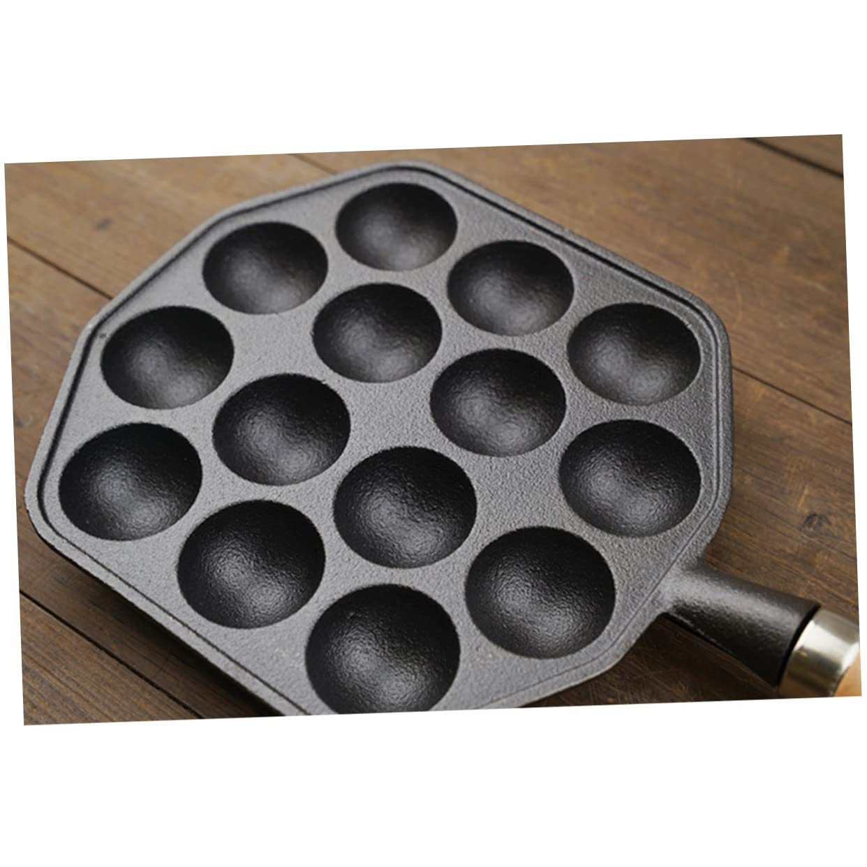 BESTonZON Padella in Ghisa Spessa per Lumache 14 Fori, Contorno Liscio e Fondo Antiusura, Pentola per Polpette da Cucina, Adatta per Uso Domestico