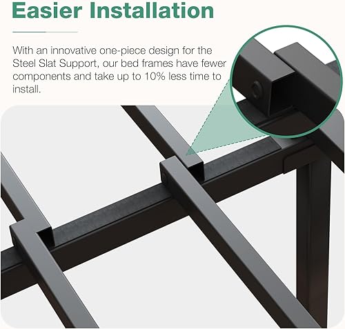 Miniatura 39 de Novilla - Base de cama matrimonial, plataforma de metal de 14 pulgadas, con espacio de almacenamiento debajo de la cama, soporte de listones de