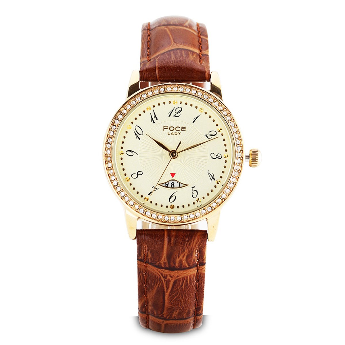 FOCE Multifunction Cream Dial Leather Strap Watch for Women-[FA22GGL-CREAM] (B078Q46QHY) Amazon Price History, Amazon Price Tracker