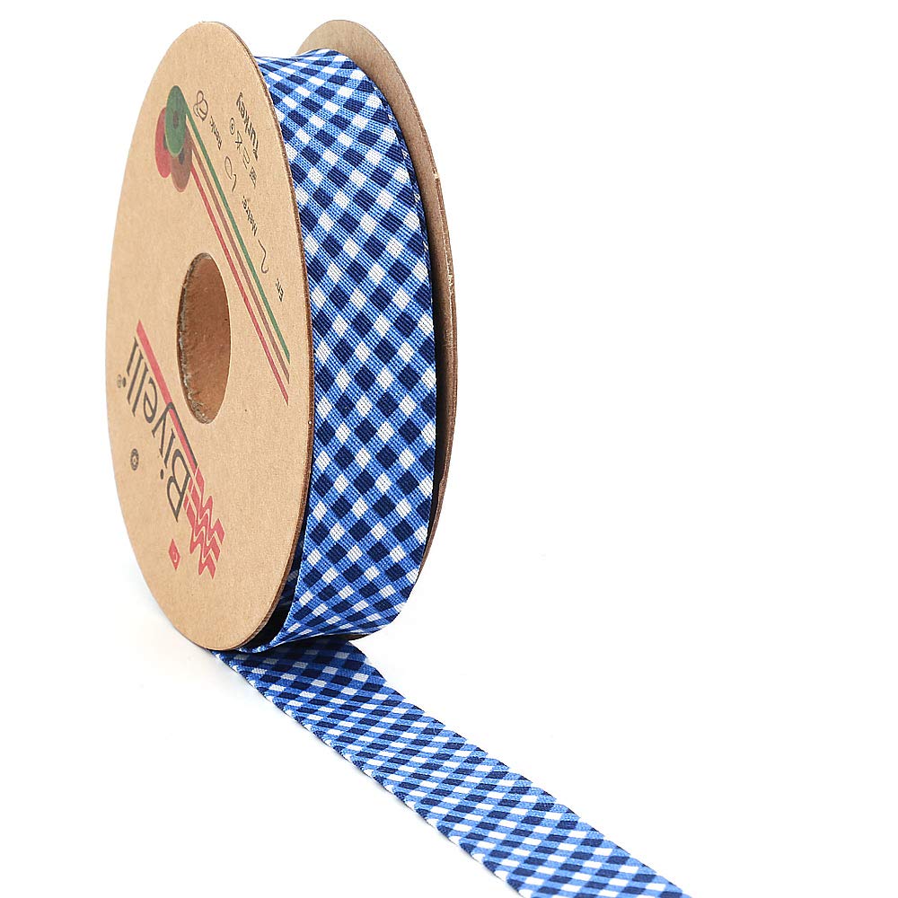 Plaid Bias Binding Tape (Single Fold) 20mm-13/16inch (10meters-10.93yds) DIY Garment Accessories (Dark Blue)