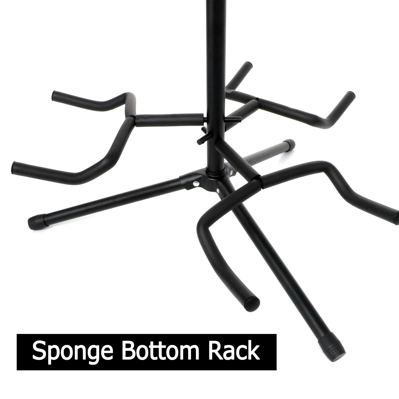 Buhelyc Soporte De Guitarra Plegable, Soporte Guitarra Suelo para El Soporte del Trípode, para Tres Guitarras, La Altura Es Ajustable, para Espectáculo Escénico, Fácil De Instalar, Negro