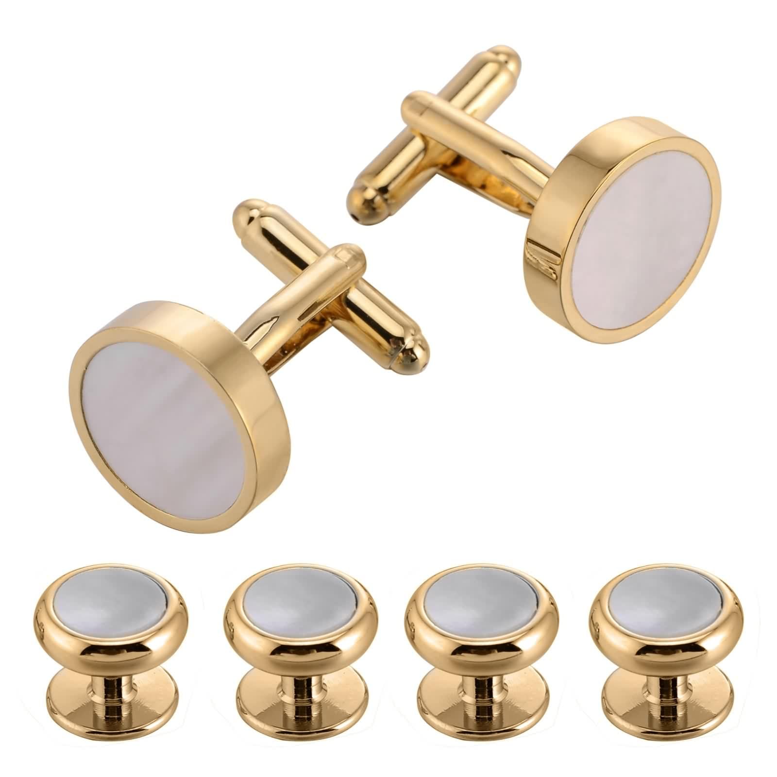Gemelos vintage de concha para hombre con acabados de alta sastrería 4