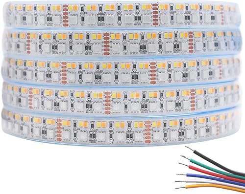 Tira de luces LED RGB CCT para exteriores, impermeable, IP67, cambio de color, 24 V, 270 LEDsm, tira LED RGBWW súper brillante de 16.4 pies (DC24V
