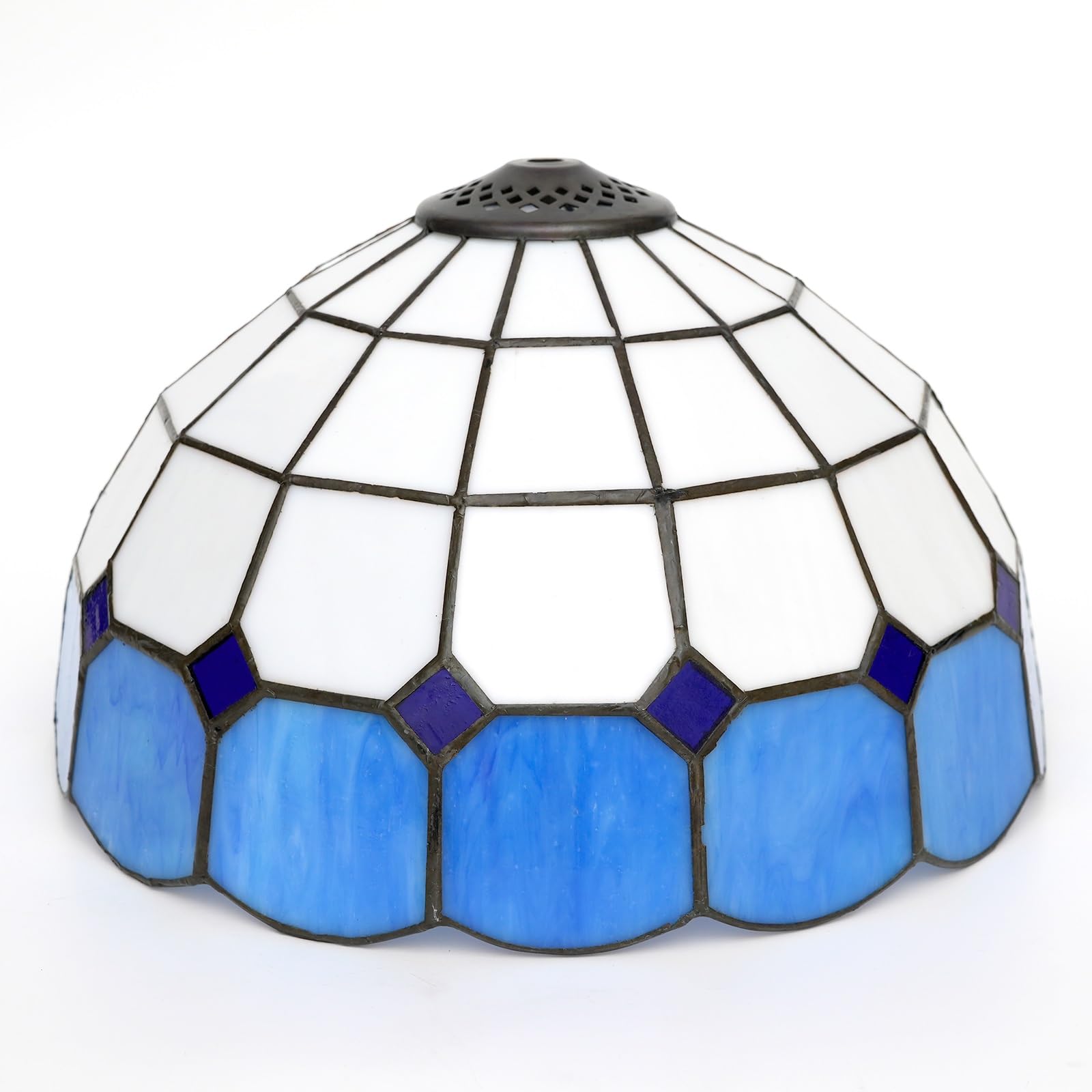 HJRegaFimu Shade Replacement 12" Mediterranean Simple Plaid Stained Glass Lamp Cover Accessories Fit For Table Pendant Light Floor Lamps(giallo)