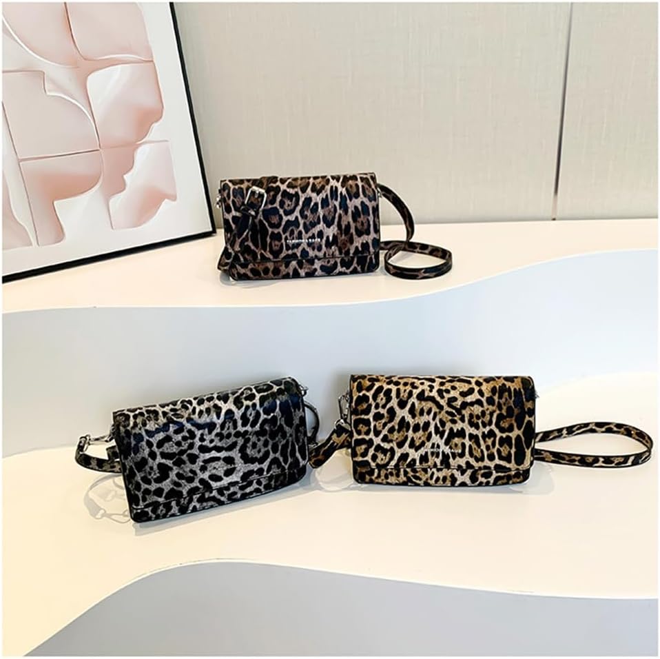 Leopard Print Crossbody Bag Cheetah Print Hobo Satchel Square Bag Y2k Leopard Messenger Bag Cheetah Print Evening Bag