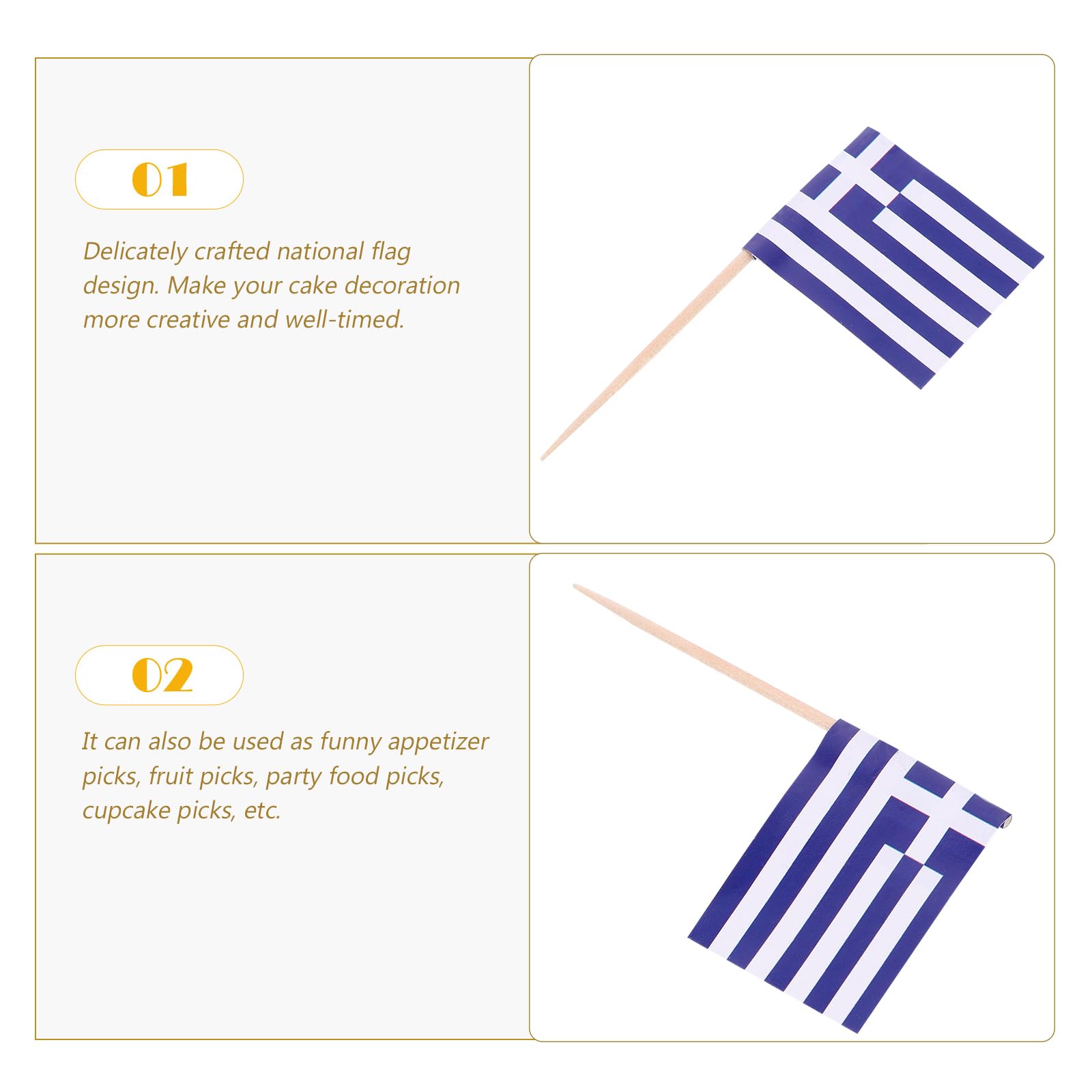 QQSD 100 Stück US-Flagge Mit Dünner Blauer Linie – Cupcake-Topper, Zahnstocher-Flaggen Für Dekoration
