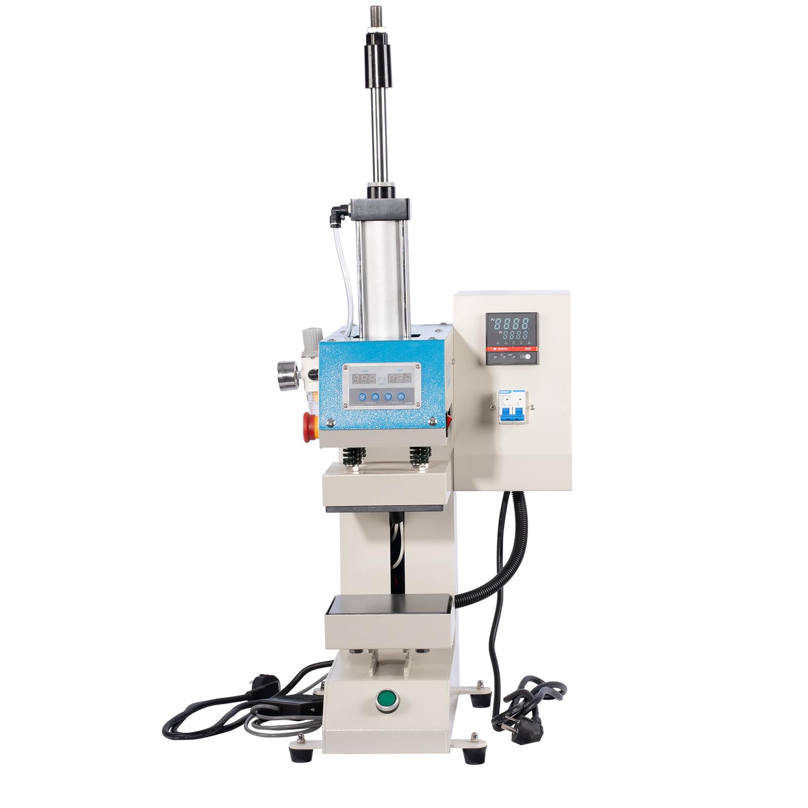 HiHomely 10 × 10 Label Pneumatic Heat Machine with Upper Lower Heating Blue Grey Industrial Heat for Durable Bonding Professional Results (Blue + Grey)