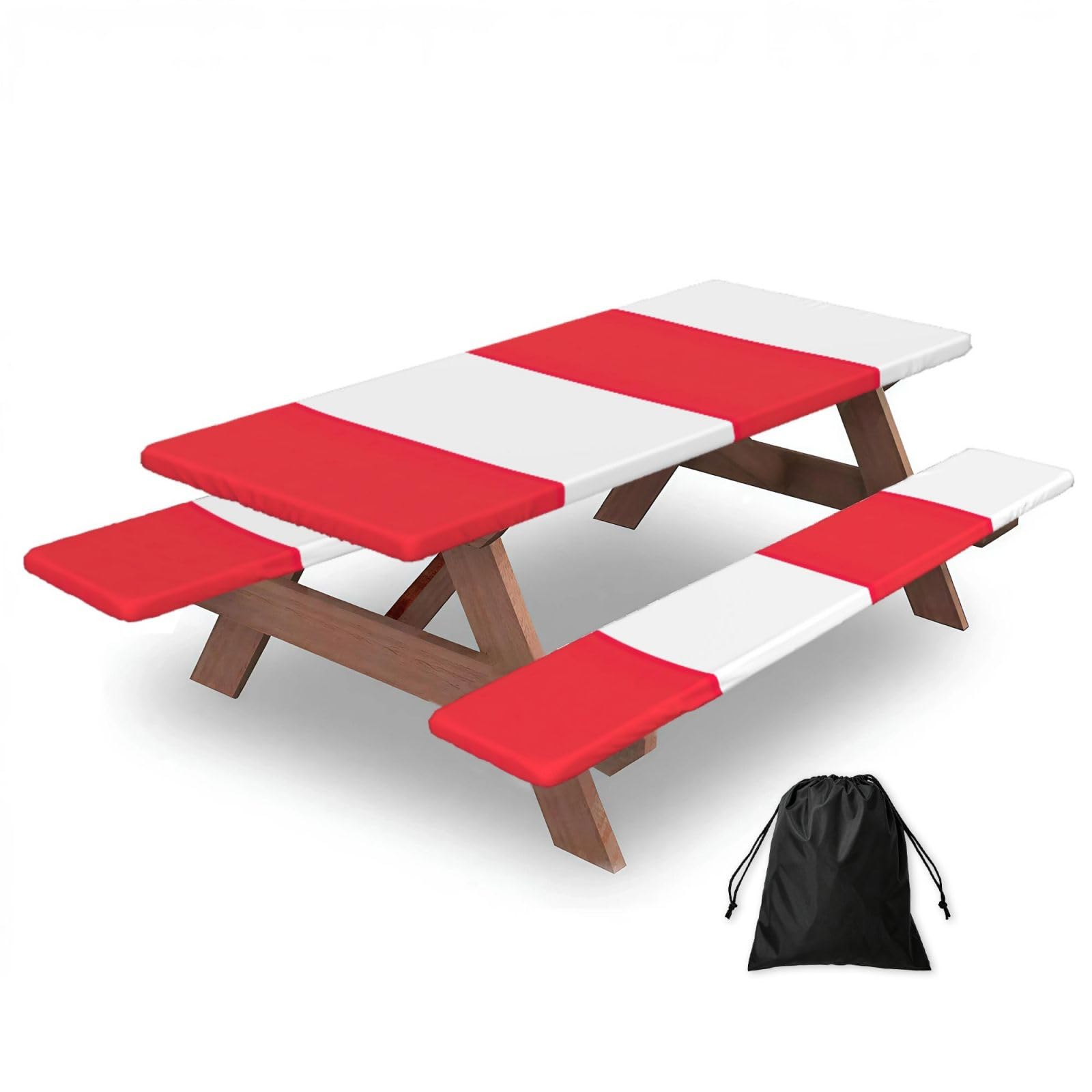 Yqxwjl Black Indonesian Flag Print Camping Essentials Waterproof Camping Table And Bench Cover With Drawstring Bag 183 Cm