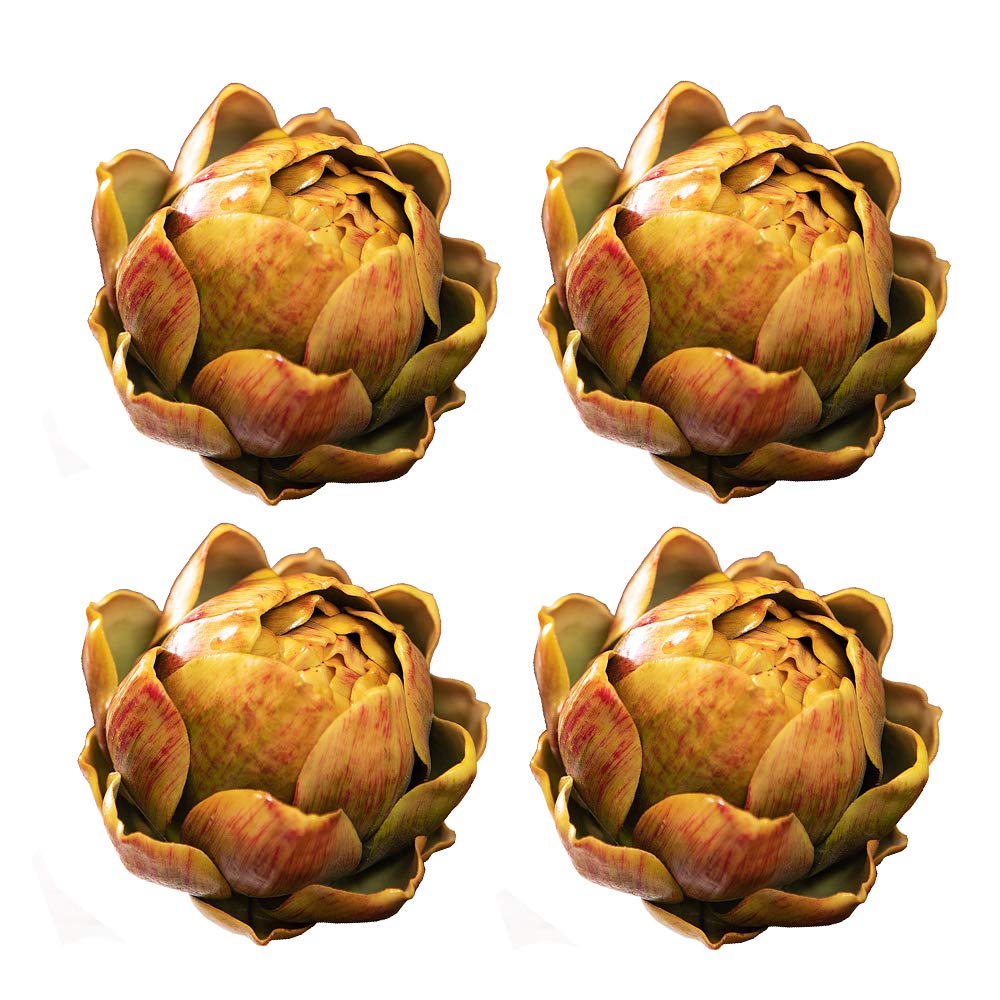 Li Hua Cat4pcs Lifelike Artificial Artichoke Realistic Decorative Vegetables for Hand Made Home, Kitchen, Party Decor (Yellow, L)