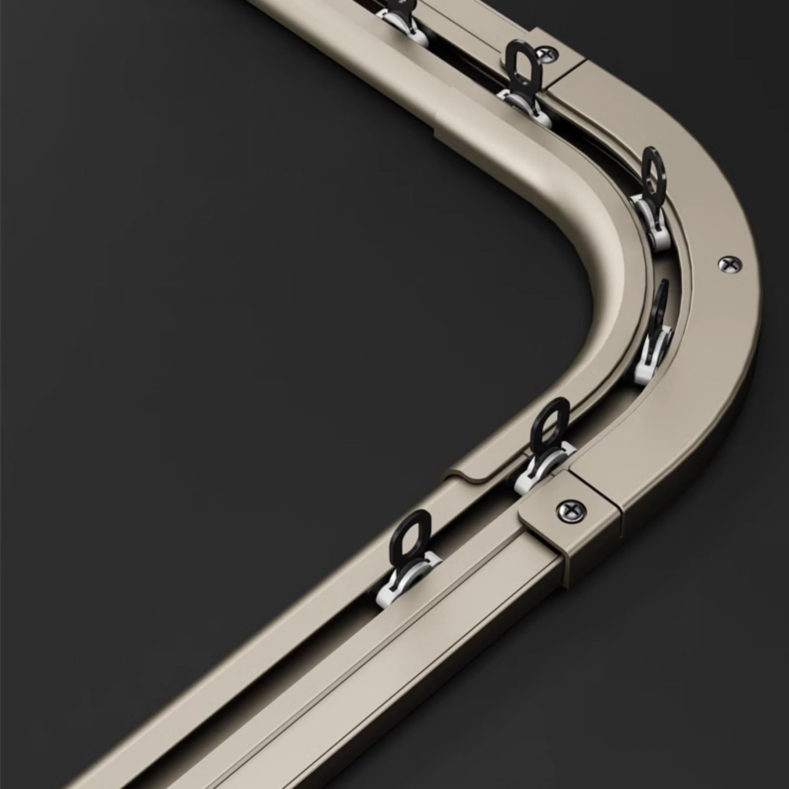 Yavyav Champagne Ultra Thin Curtain Track, Aluminium Ceiling Track, 1-6M Privacy Room Divider Curtain Rail, With Silent Rollers, Installation Hardware(,90 Degree Corner Bend)