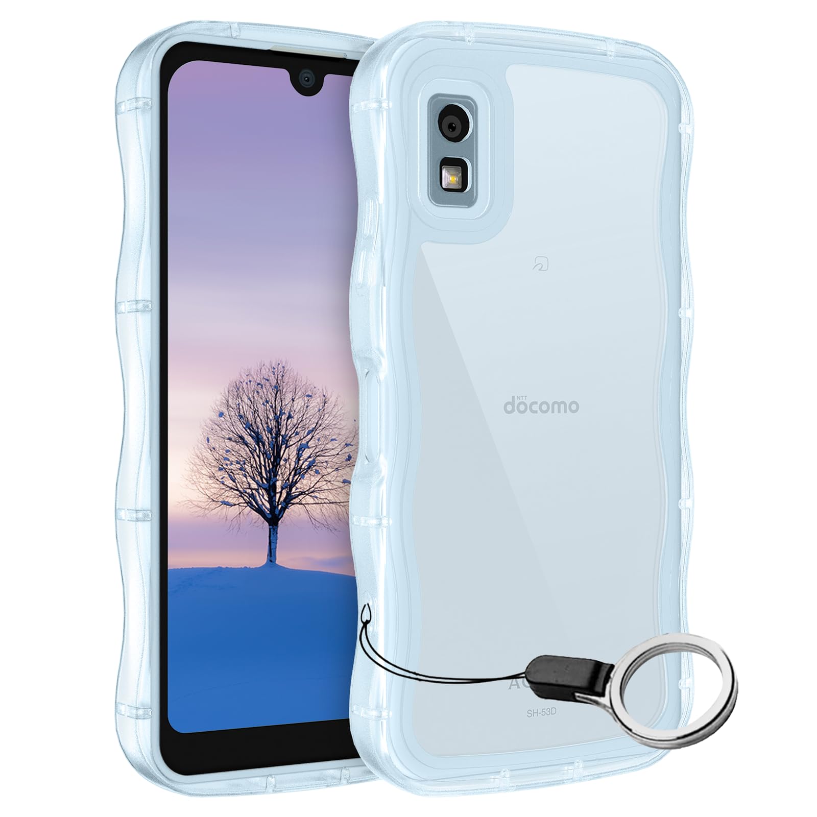 Amazon.co.jp: AQUOS wish3 ケース クリアブルー ウェーブ SH-53D TPU