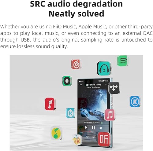 Miniatura 7 de JadeAudio FiiO JM21 Android 13 reproductor de música de alta resolución MP3 con Snapdragon 680, Bluetooth WiFi USB DAC 12.5H tiempo de reproducción
