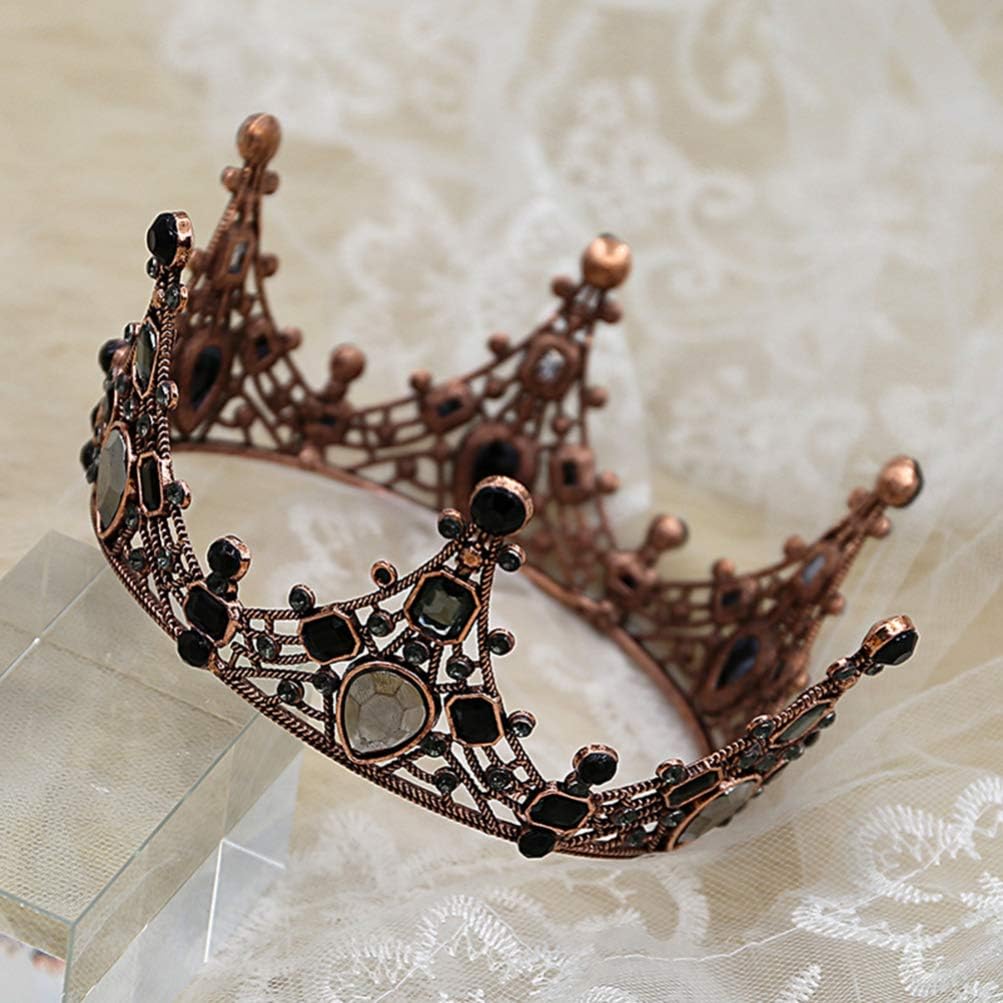 Lurrose Baroque Black Queen Crowns Black Rhinestone Crown Gothic Tiaras and Crowns Wedding Headpiece for Party Costume Party Prom - Image 4
